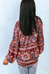 Bohemian Balloon Sleeve Notched Neck Blouse Blouses - Tophatter Daily Deals