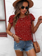 Textured Flutter Sleeve Blouse Blouses - Tophatter Daily Deals