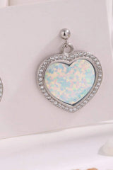 Platinum-Plated Opal Heart Earrings Opal - Tophatter Daily Deals