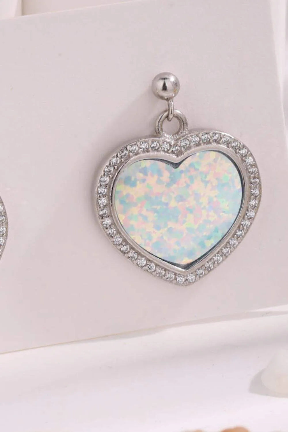 Platinum-Plated Opal Heart Earrings Opal - Tophatter Daily Deals