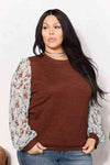 And The Why Full Size Foil Printed Sleeve Top Chestnut Women's T-Shirts - Tophatter Daily Deals