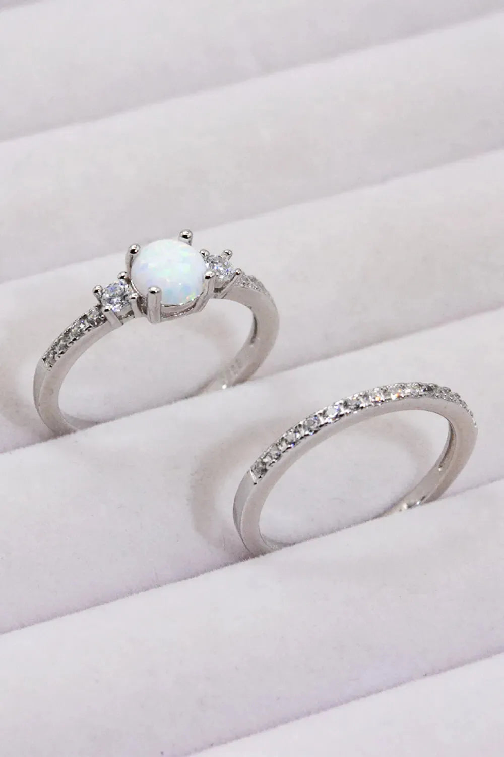925 Sterling Silver Opal Split Shank Ring Opal - Tophatter Daily Deals