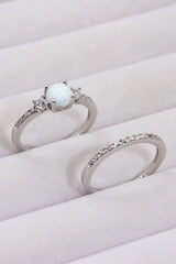 925 Sterling Silver Opal Split Shank Ring Opal - Tophatter Daily Deals