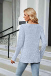 Buttoned Long Sleeve Slit Top Blouses - Tophatter Daily Deals