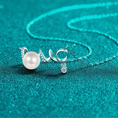 Natural Pearl Moissanite 925 Sterling Silver Necklace Moissanite - Tophatter Daily Deals