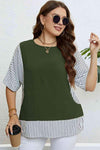 Plus Size Striped Round Neck Half Sleeve Top Black Forest Blouses - Tophatter Daily Deals