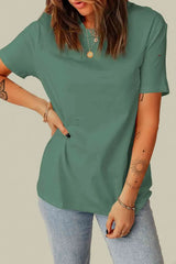 Distressed Round Neck Tee Women's T-Shirts - Tophatter Daily Deals