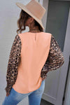 Leopard Puff Sleeve Spliced Top Blouses - Tophatter Daily Deals