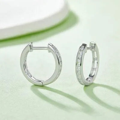 Moissanite 925 Sterling Silver Huggie Earrings Silver One Size Moissanite - Tophatter Daily Deals