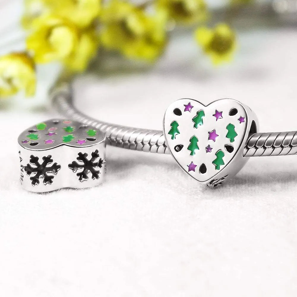 One Piece 925 Sterling Silver Heart Bead Charm Bracelets - Tophatter Daily Deals