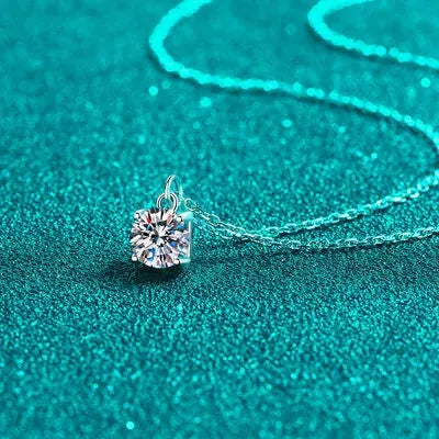 1 Carat Moissanite 925 Sterling Silver Necklace Moissanite - Tophatter Daily Deals