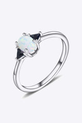Contrast 925 Sterling Silver Opal Ring Black Opal - Tophatter Daily Deals
