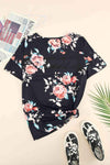 Floral Round Neck Short Sleeve Tee Women's T-Shirts - Tophatter Daily Deals