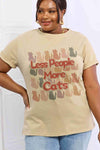 Simply Love Full Size LESS PEOPLE MORE CATS Graphic Cotton Tee Women's T-Shirts - Tophatter Daily Deals