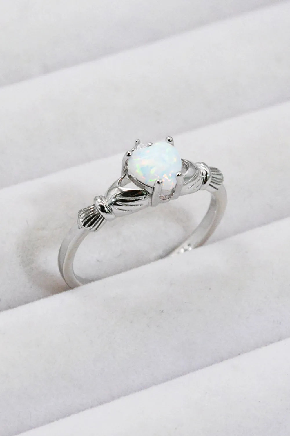 925 Sterling Silver Heart Opal Ring Opal Opal - Tophatter Daily Deals