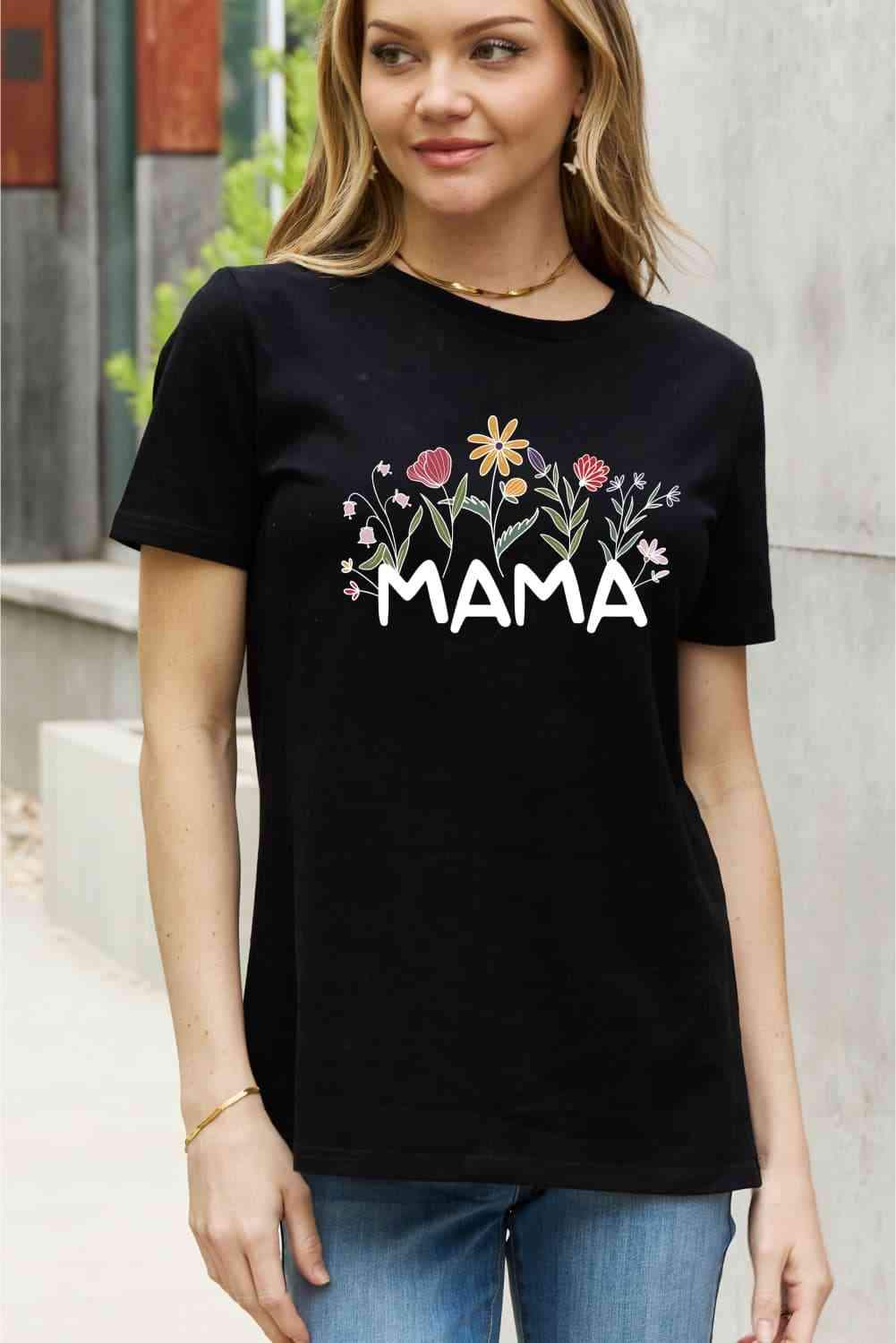 Simply Love Full Size MAMA Flower Graphic Cotton Tee Women's T-Shirts - Tophatter Daily Deals