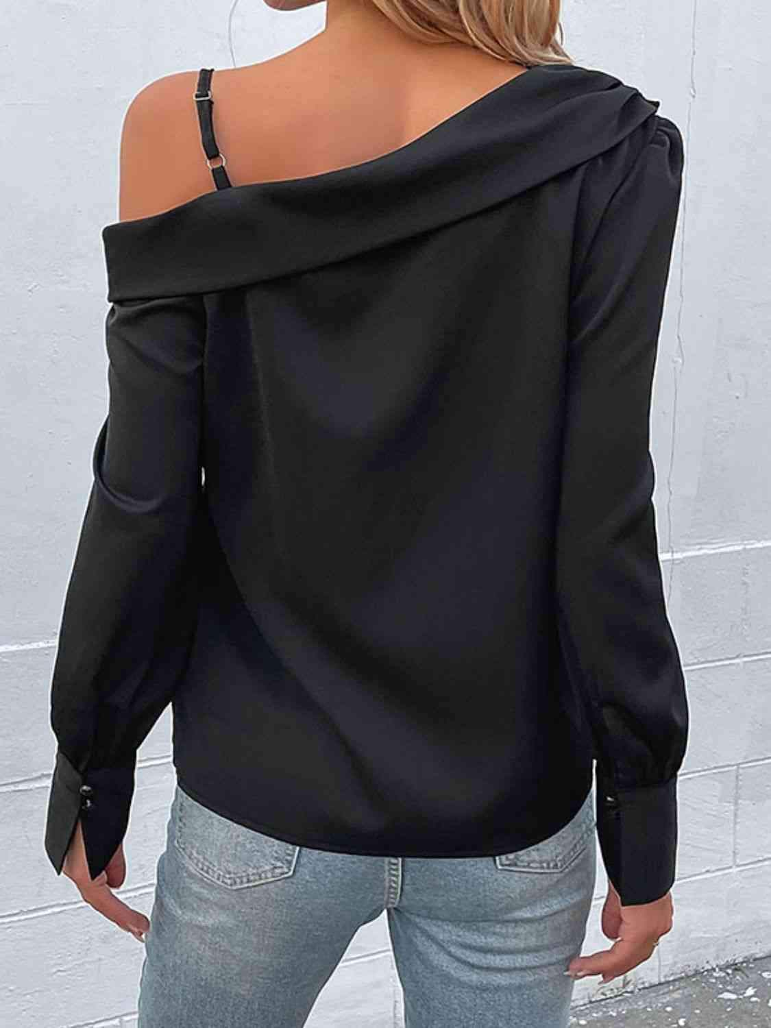 Cold-Shoulder Long Sleeve Top Blouses - Tophatter Daily Deals