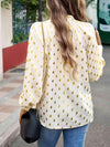 Mock Neck Cutout Lantern Sleeve Blouse Blouses - Tophatter Daily Deals