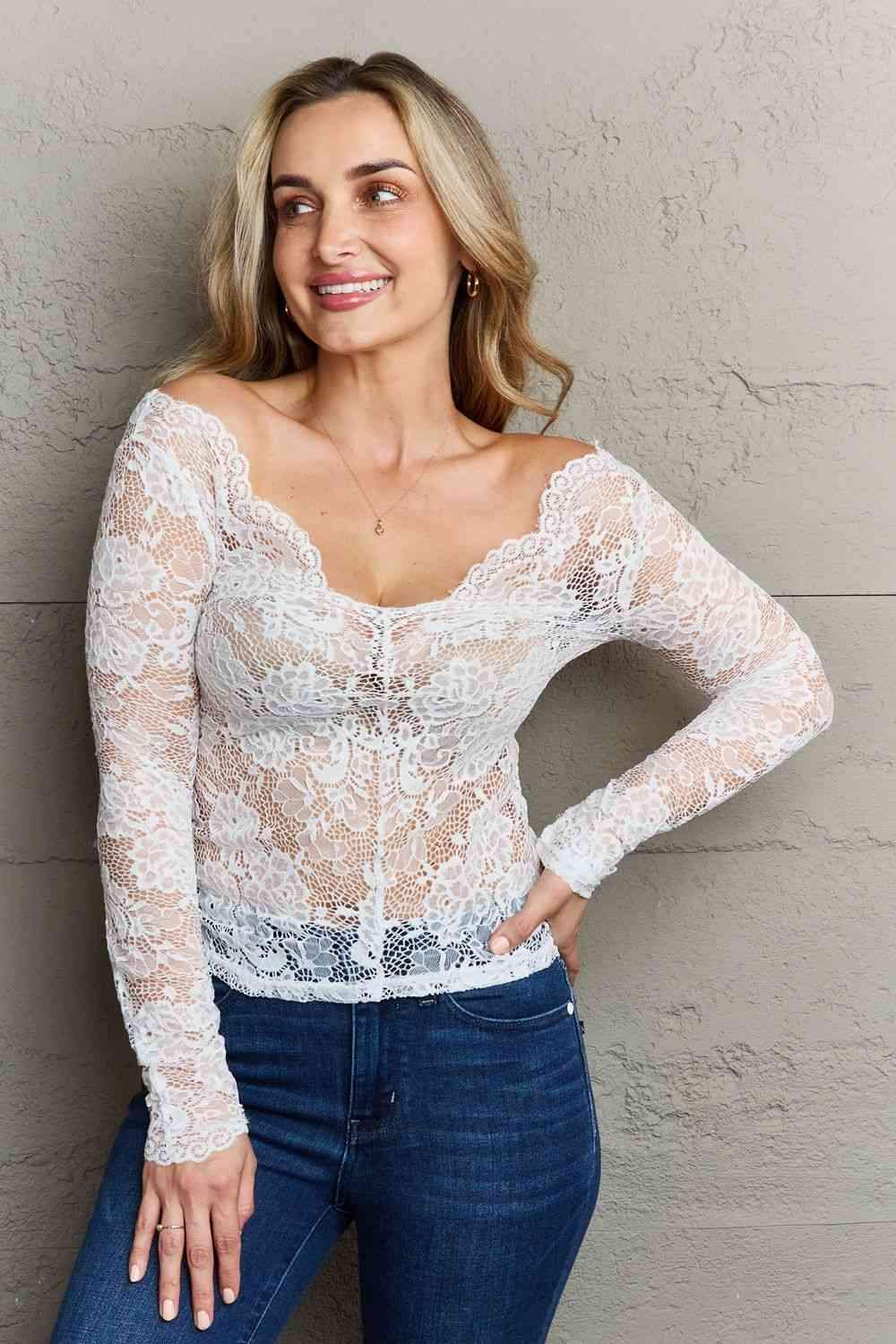 Ninexis Be Kind Off The Shoulder Lace Top Ivory Blouses - Tophatter Daily Deals