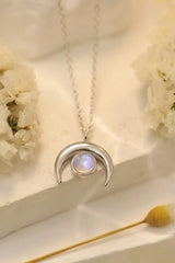 High Quality Natural Moonstone Moon Pendant 925 Sterling Silver Necklace Moonstone - Tophatter Daily Deals