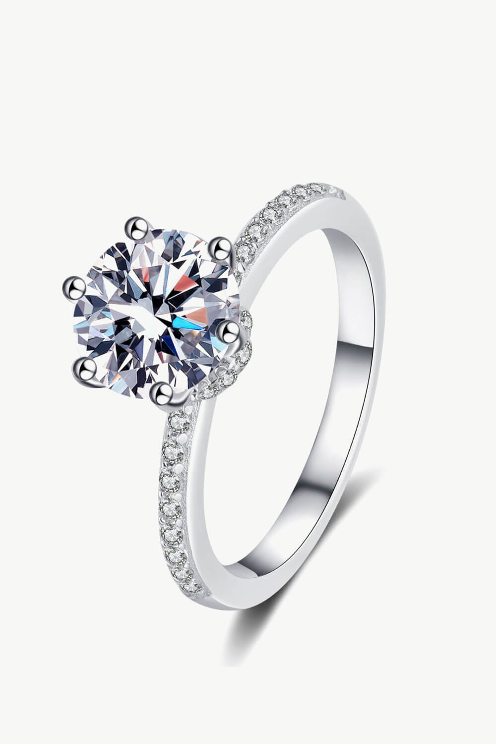 925 Sterling Silver 2 Carat Moissanite Ring Silver Moissanite - Tophatter Daily Deals