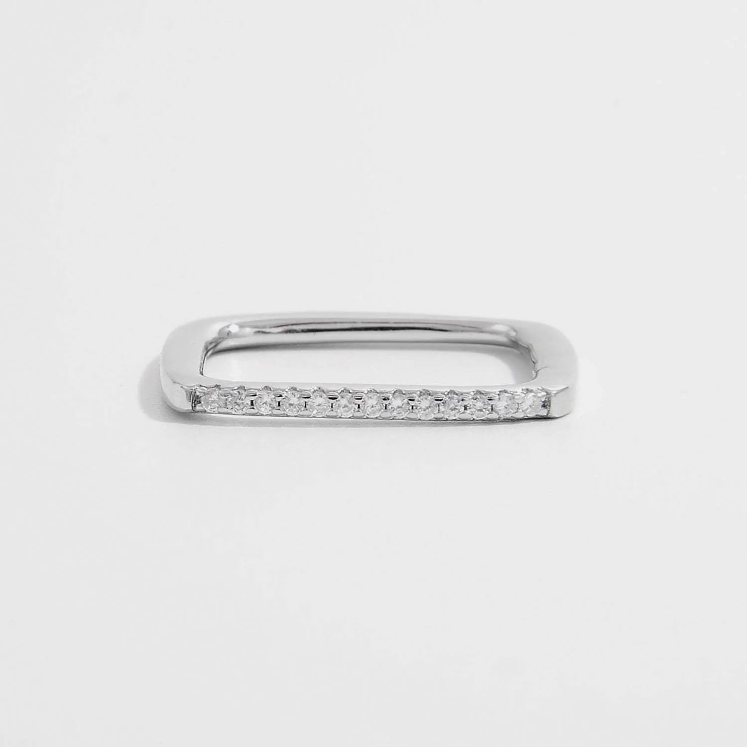 925 Sterling Silver Zircon Square Ring Rings - Tophatter Daily Deals