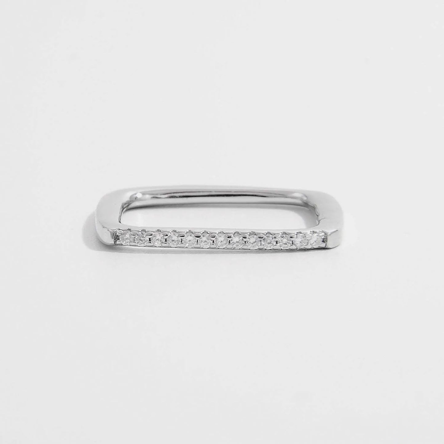 925 Sterling Silver Zircon Square Ring Rings - Tophatter Daily Deals