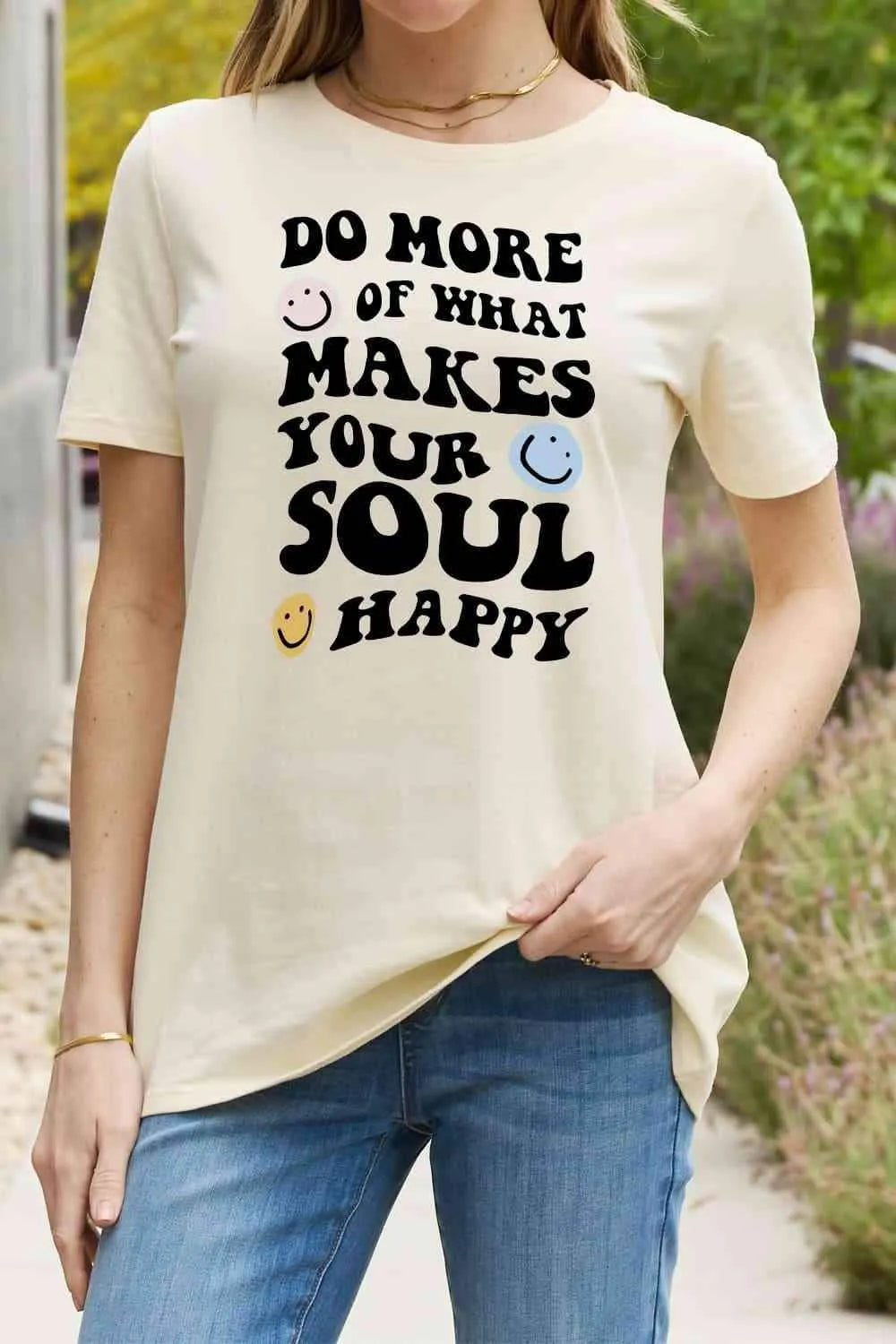 Simply Love Full Size Slogan Graphic Cotton Tee Ivory Women's T-Shirts - Tophatter Daily Deals