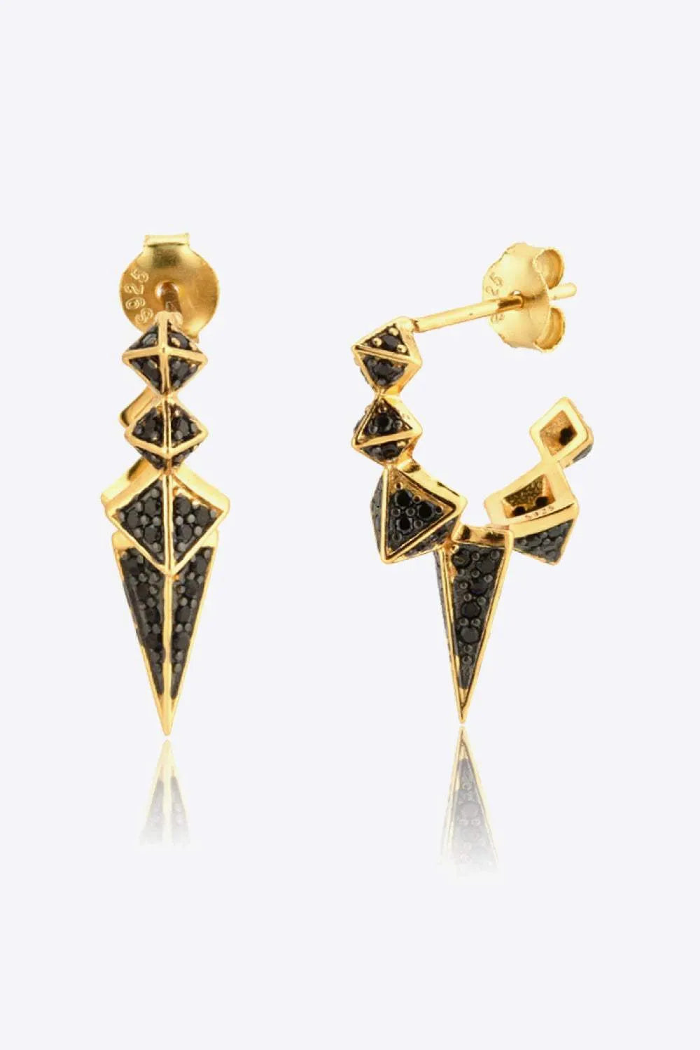 Geometric Zircon Decor 925 Sterling Silver Earrings Black One Size Earrings - Tophatter Daily Deals