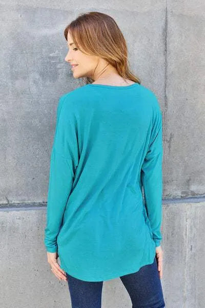 Basic Bae Full Size Round Neck Dropped Shoulder T-Shirt Women's T-Shirts - Tophatter Daily Deals