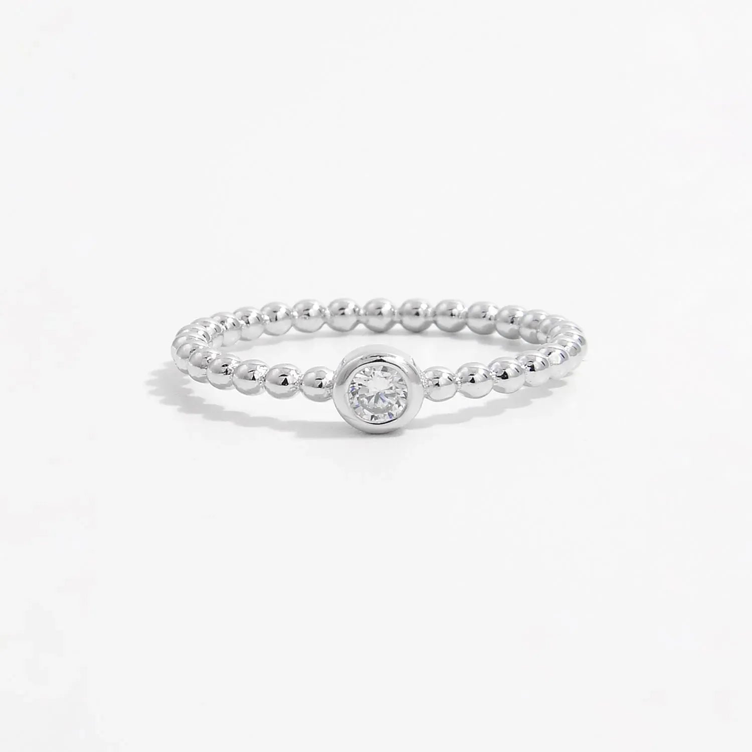 Zircon 925 Sterling Silver Bead Ring Silver Rings - Tophatter Daily Deals