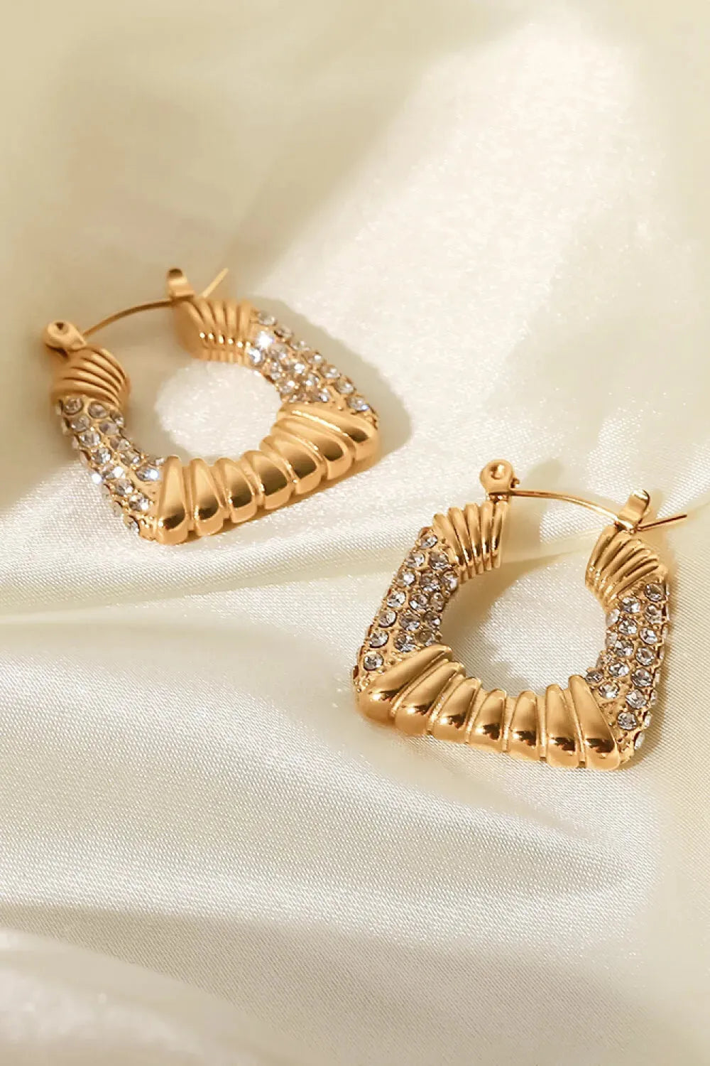 18K Gold Plated Inlaid Cubic Zirconia Earrings Earrings - Tophatter Daily Deals