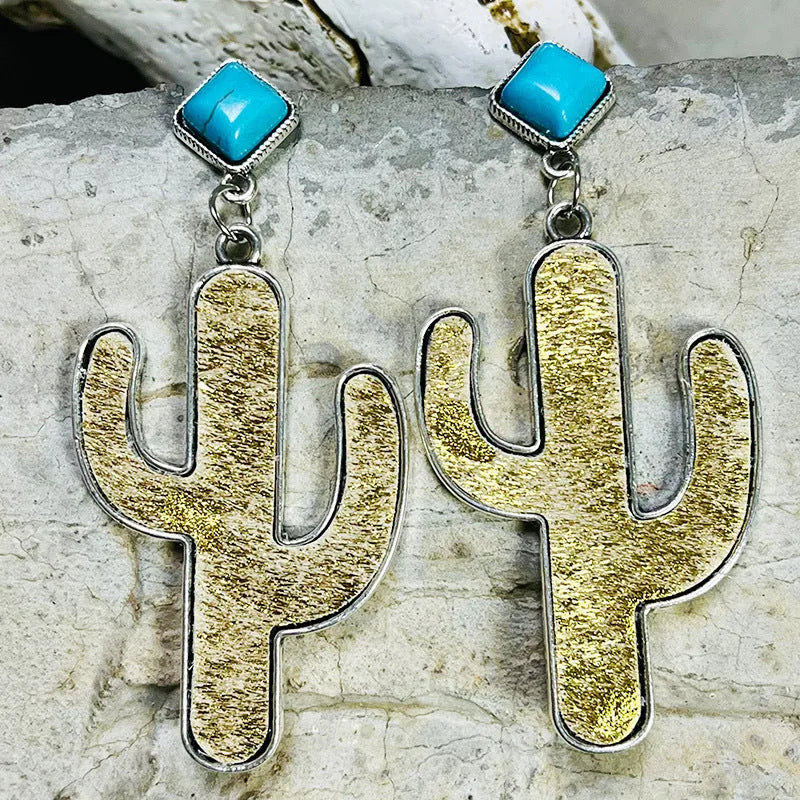 Turquoise Cactus Earrings Olive One Size Earrings - Tophatter Daily Deals