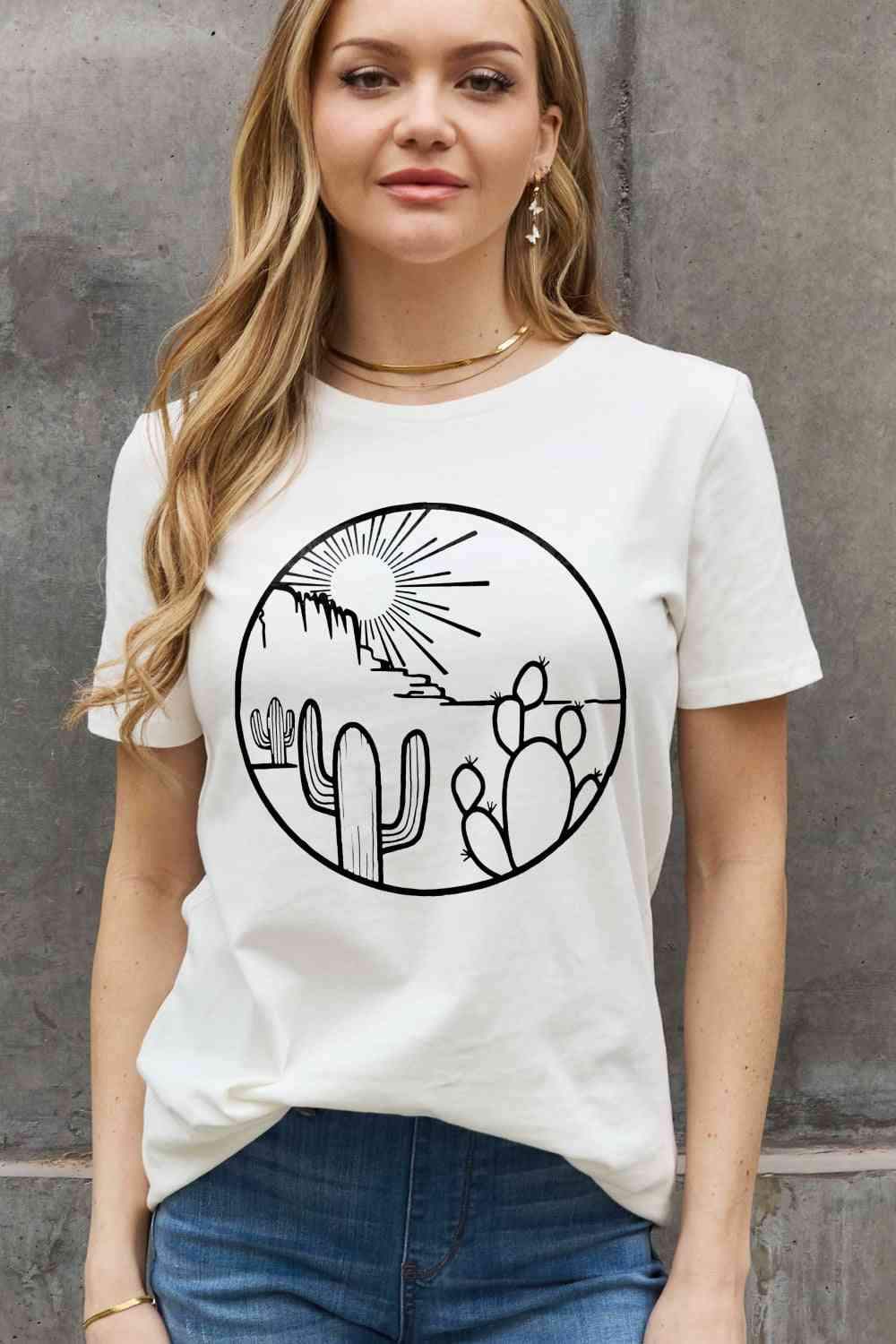 Simply Love Full Size Desert Graphic Cotton Tee Women's T-Shirts - Tophatter Daily Deals