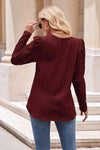 Round Neck Puff Sleeve Blouse Blouses - Tophatter Daily Deals