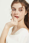 Zircon 925 Sterling Silver Double-Layered Ring Rings - Tophatter Daily Deals
