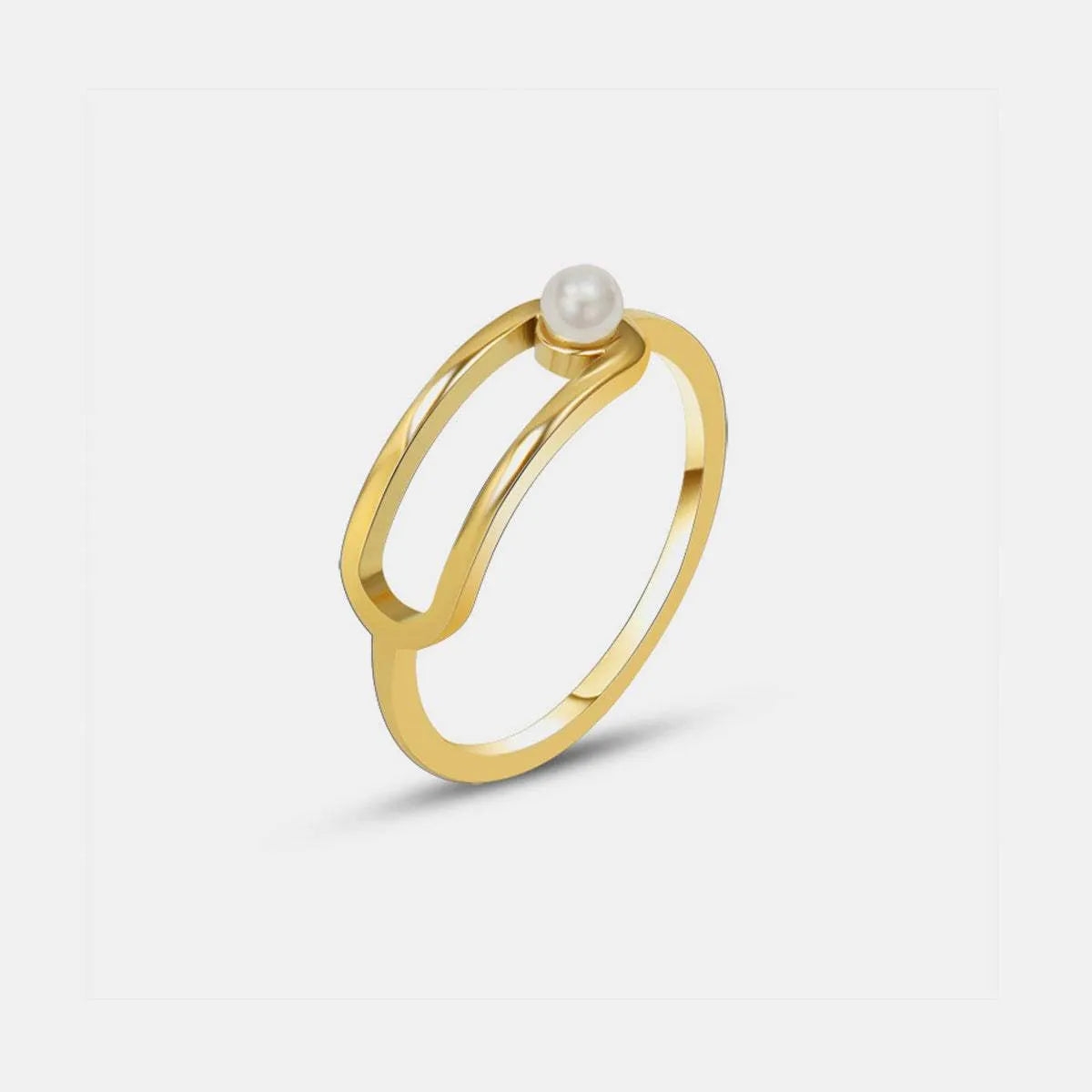 Synthetic Pearl Titanium Steel Ring Gold 7 Rings - Tophatter Daily Deals