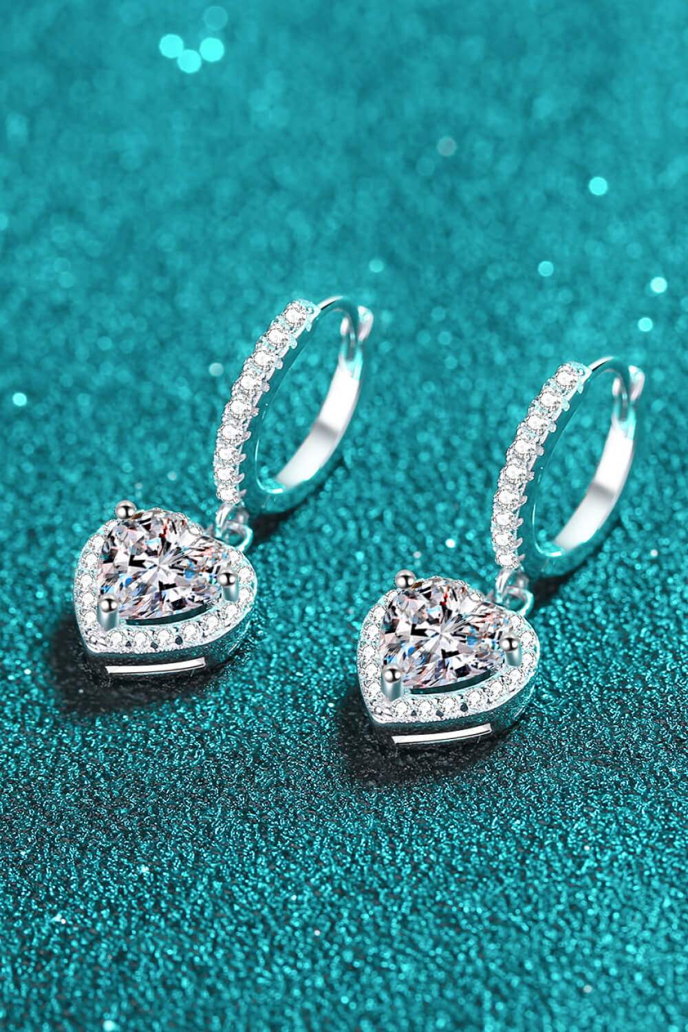 Moissanite Heart-Shaped Drop Earrings Moissanite - Tophatter Daily Deals