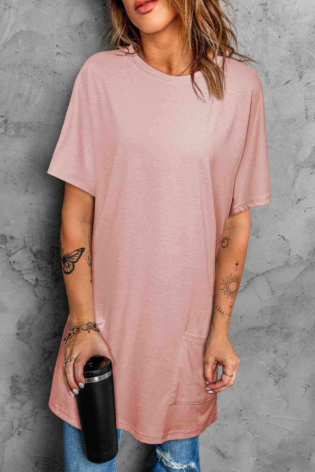 Round Neck Short Sleeve Tunic Tee Women's T-Shirts - Tophatter Daily Deals