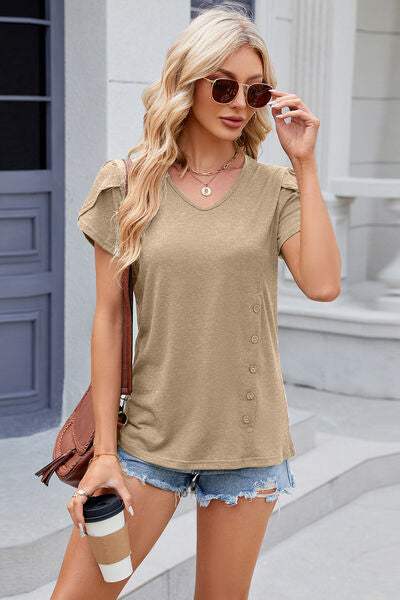 V-Neck Short Sleeve T-Shirt Women's T-Shirts - Tophatter Daily Deals