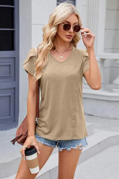 V-Neck Short Sleeve T-Shirt Women's T-Shirts - Tophatter Daily Deals