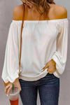 Off-Shoulder Balloon Sleeve Top White Blouses - Tophatter Daily Deals