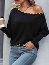 Pearl Trim Lantern Sleeve Top Blouses - Tophatter Daily Deals