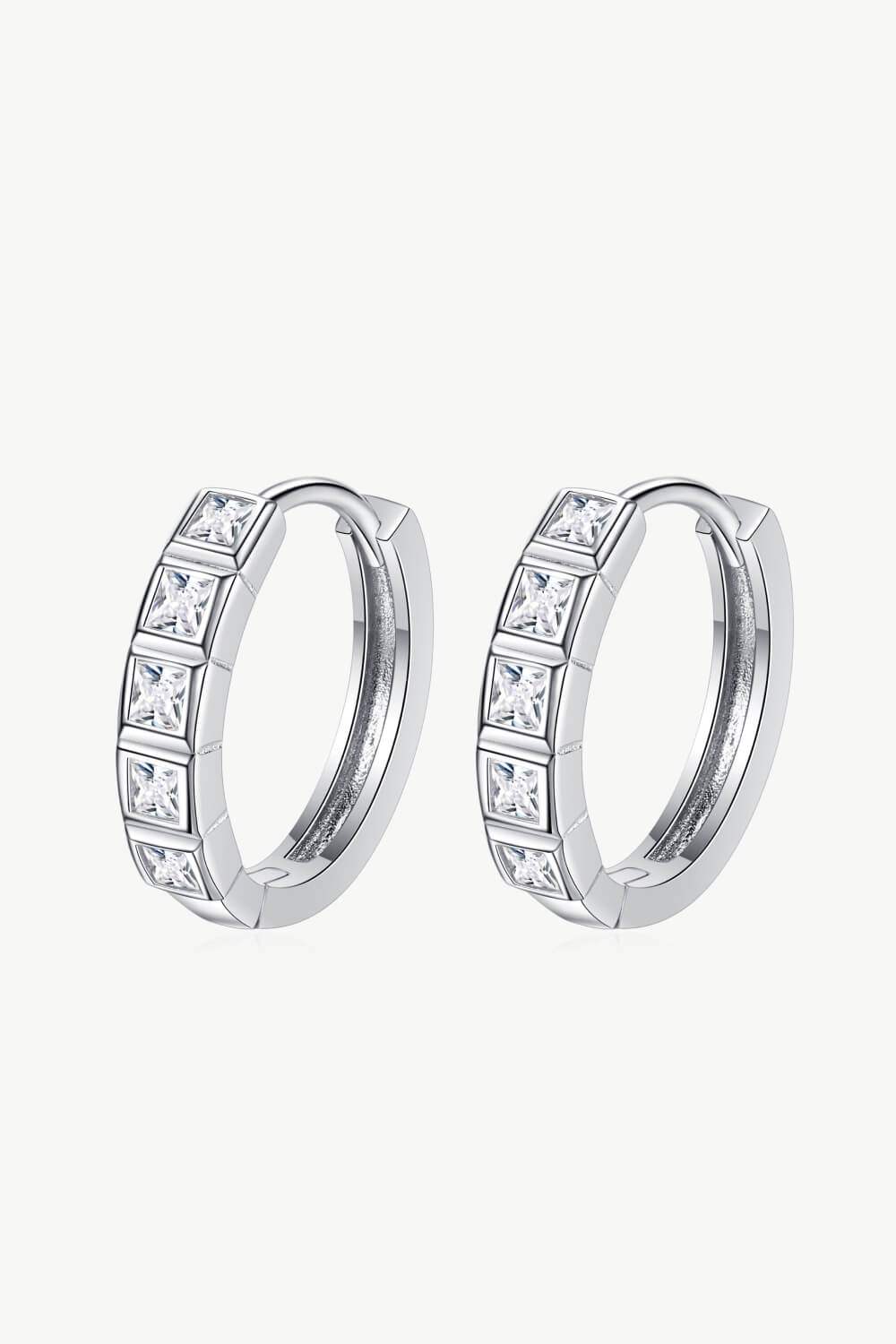 Always Chic Sterling Silver Moissanite Huggie Earrings Silver One Size Moissanite - Tophatter Daily Deals