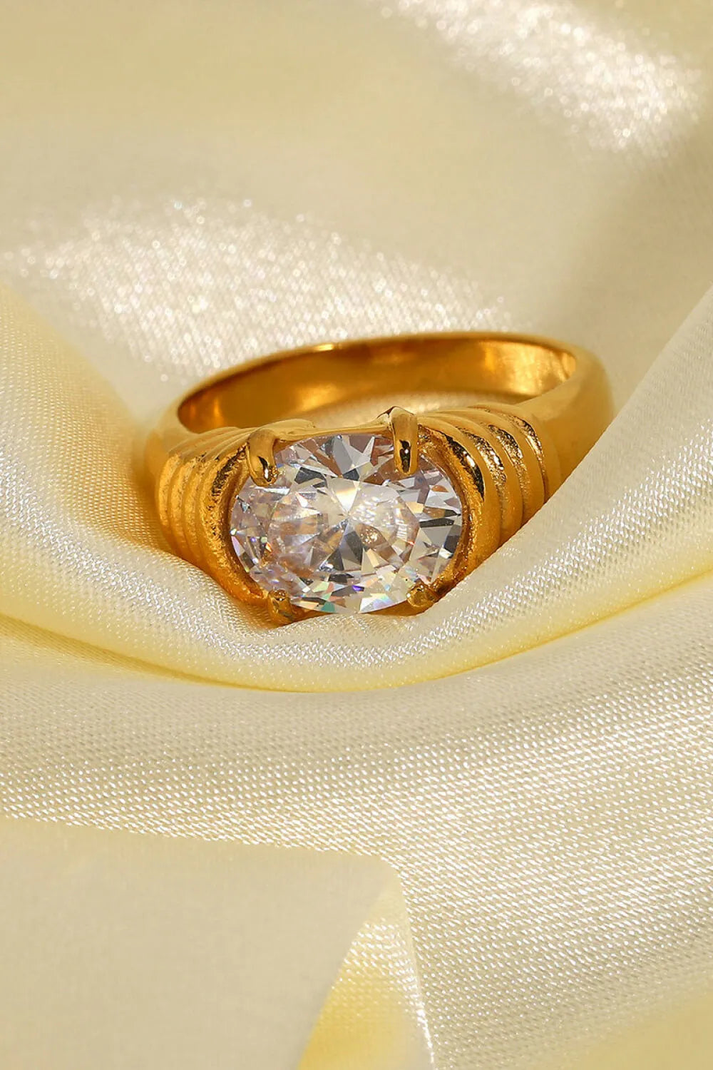 18K Gold Plated Zircon Ring Rings - Tophatter Daily Deals