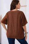 Plus Size Striped Notched Neck Half Sleeve Top Blouses - Tophatter Daily Deals