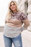 Plus Size Mixed Print Color Block Curved Hem Top Women's T-Shirts - Tophatter Daily Deals