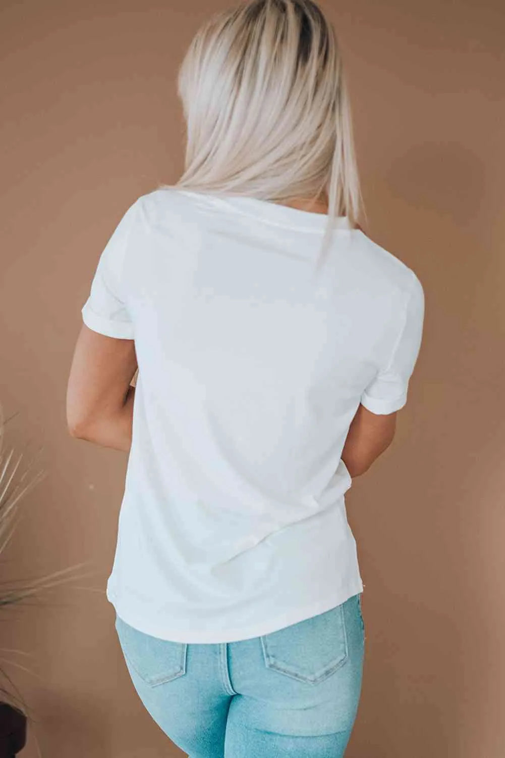 PARTY IN THE USA Round Neck Cuffed Tee Women's T-Shirts - Tophatter Daily Deals