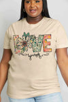 Simply Love Full Size LOVE YOURSELF Graphic Cotton Tee Taupe Women's T-Shirts - Tophatter Daily Deals