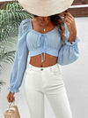 Raglan Sleeve Cropped Blouse Pastel Blue Blouses - Tophatter Daily Deals